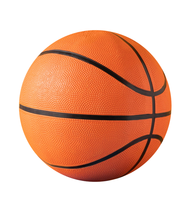A close-up of a basketball.