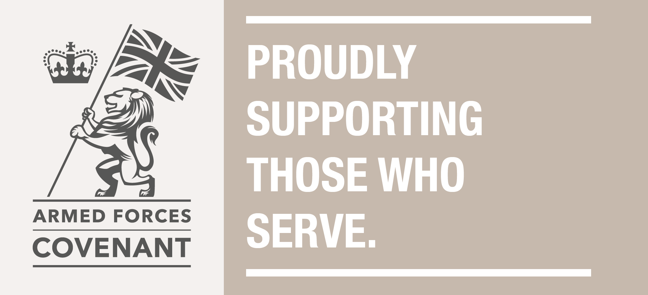 Armed Forces Covenant logo featuring a lion holding a British flag, with the text Proudly supporting those who serve, often highlighted in our co-curricular activities.